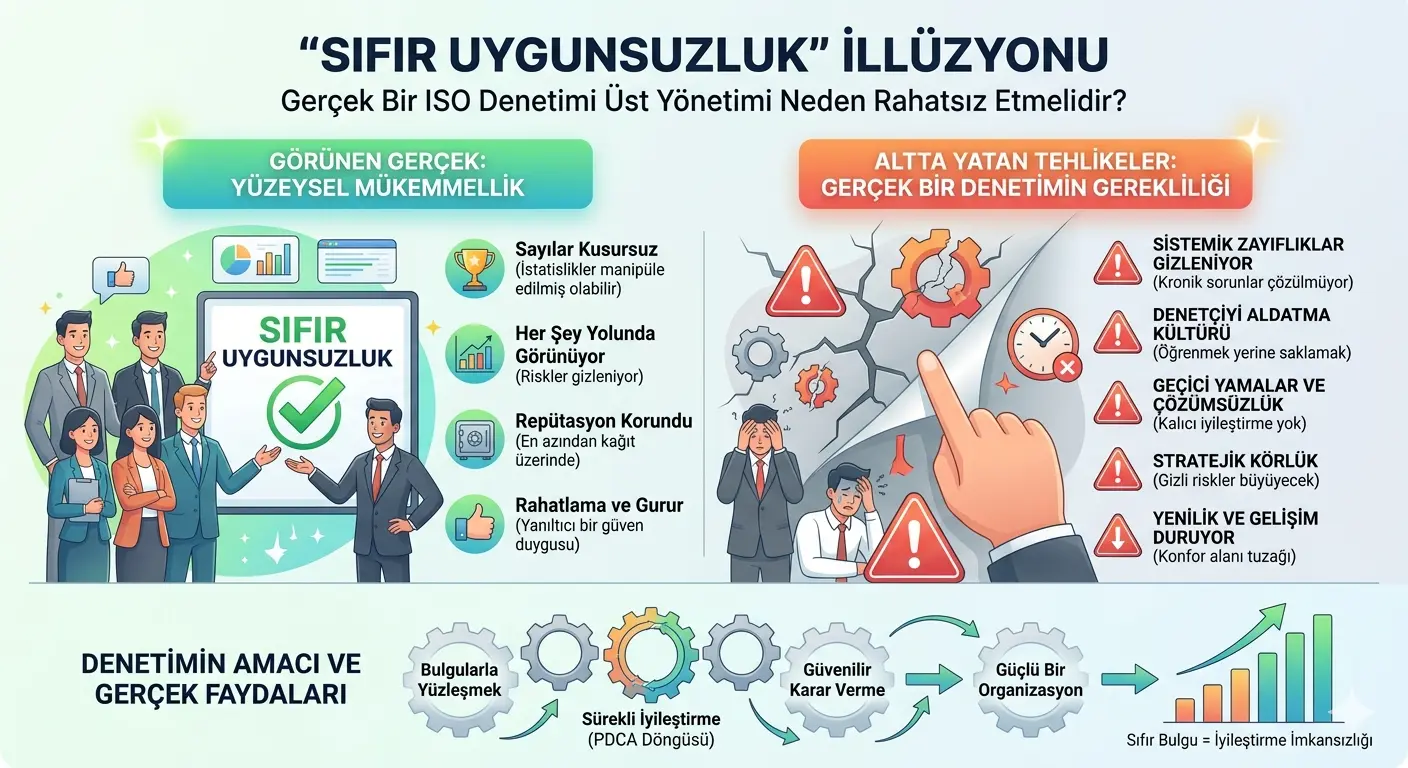 “Sıfır Uygunsuzluk” İllüzyonu: Gerçek Bir ISO Denetimi Üst Yönetimi Neden Rahatsız Etmelidir?